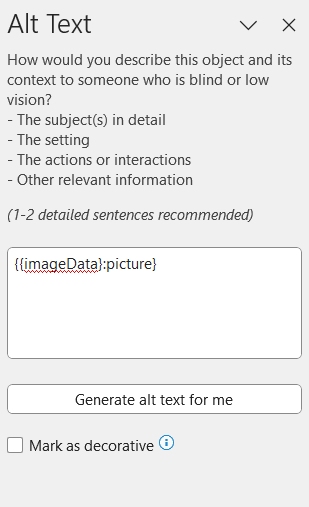 Alt text picture formatter