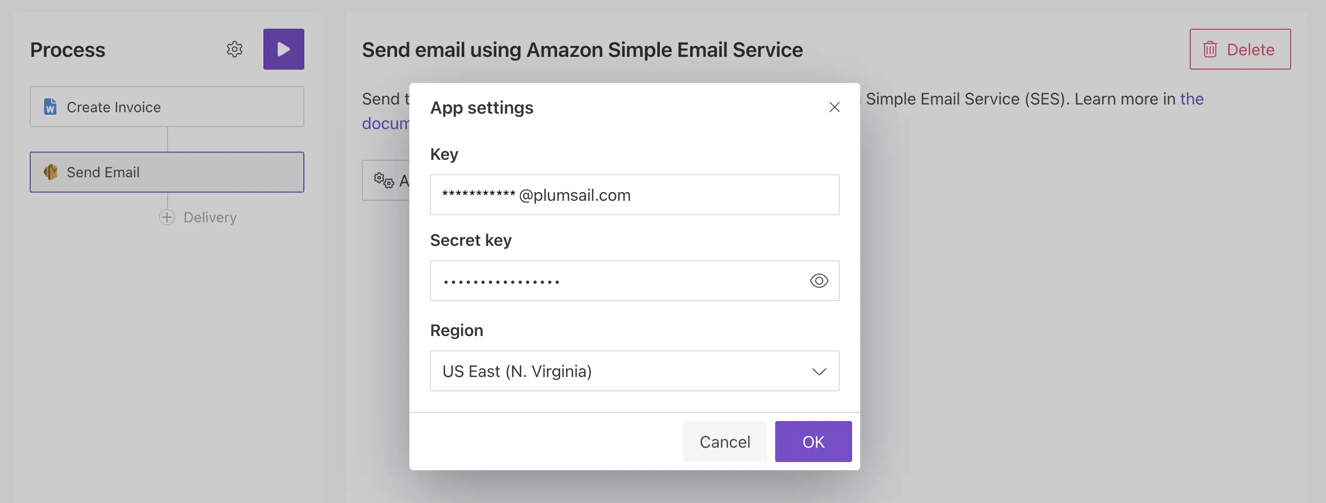 Amazon SES delivery connection