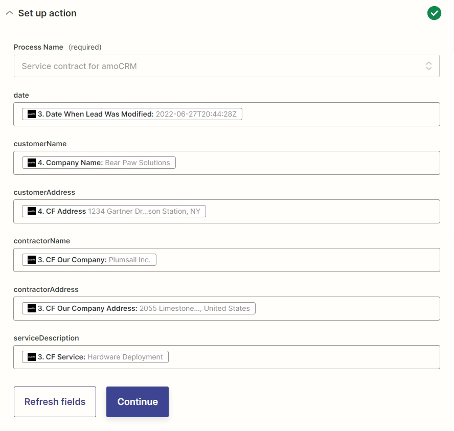 Start process in Plumsail Documents - Set up action - Zapier