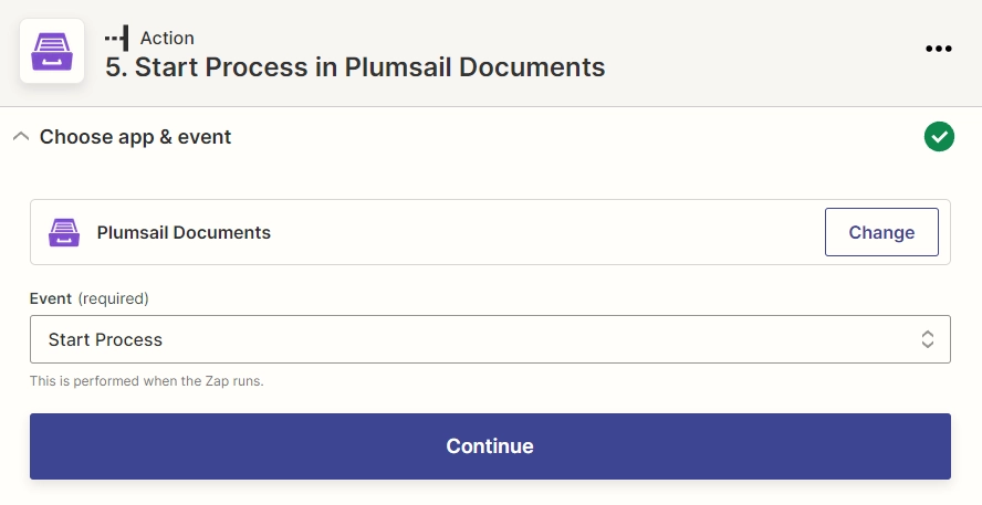 Start process in Plumsail Documents - Zapier