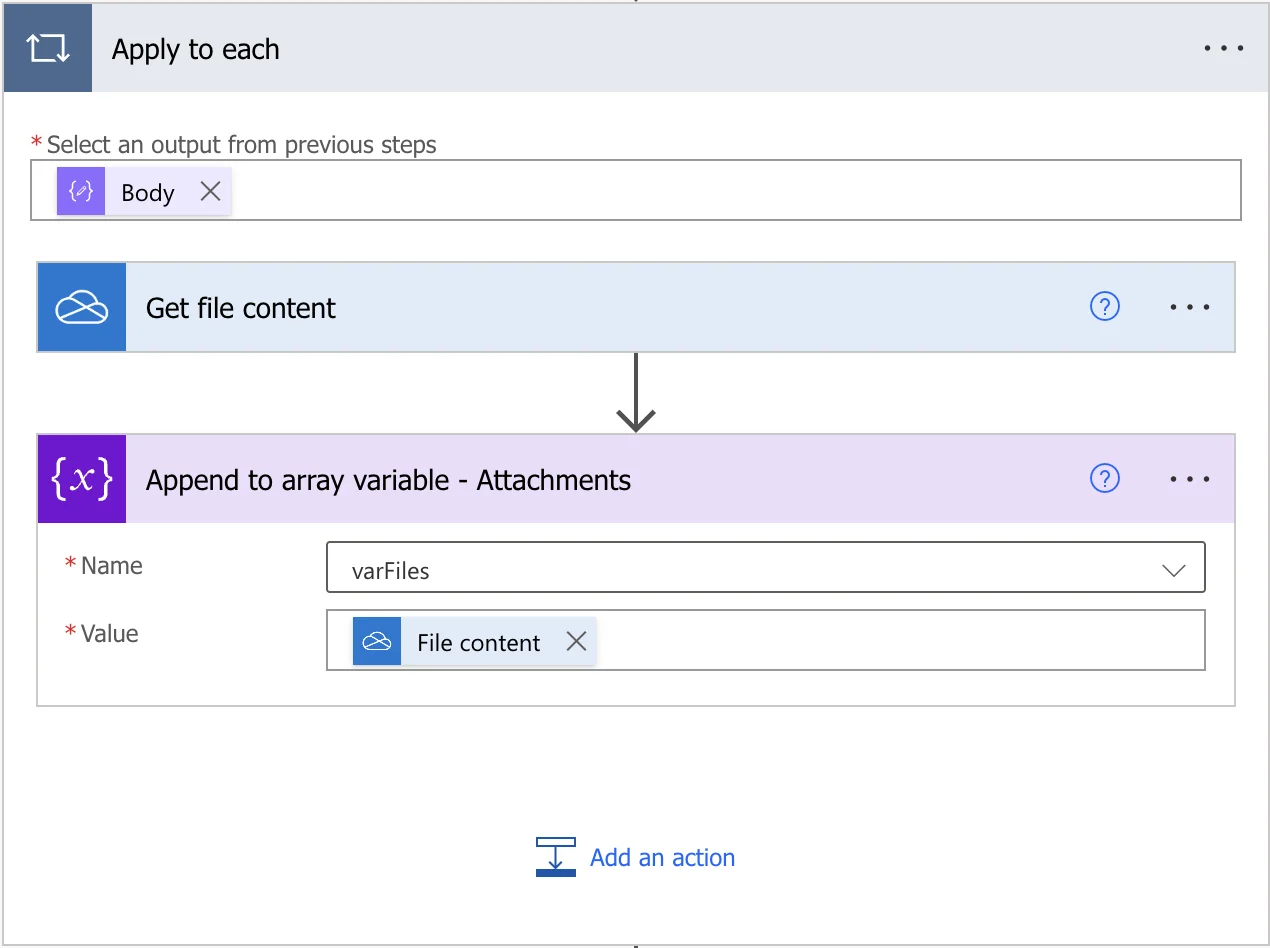 Append to array variable - Attachments