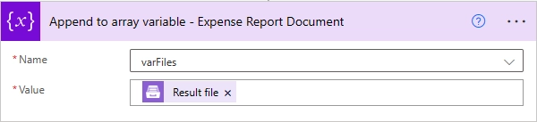Append to array variable - Expense Report Document