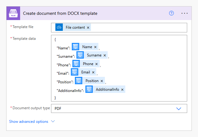 Create DOCX Document from Template