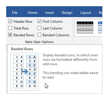 To make banded rows