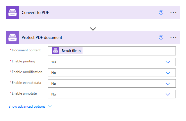 Protect PDF action