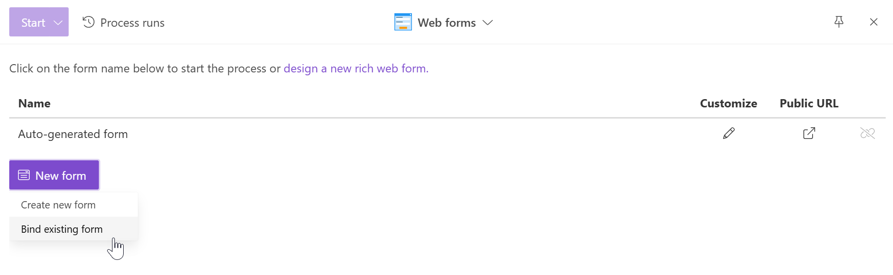 bind existing form