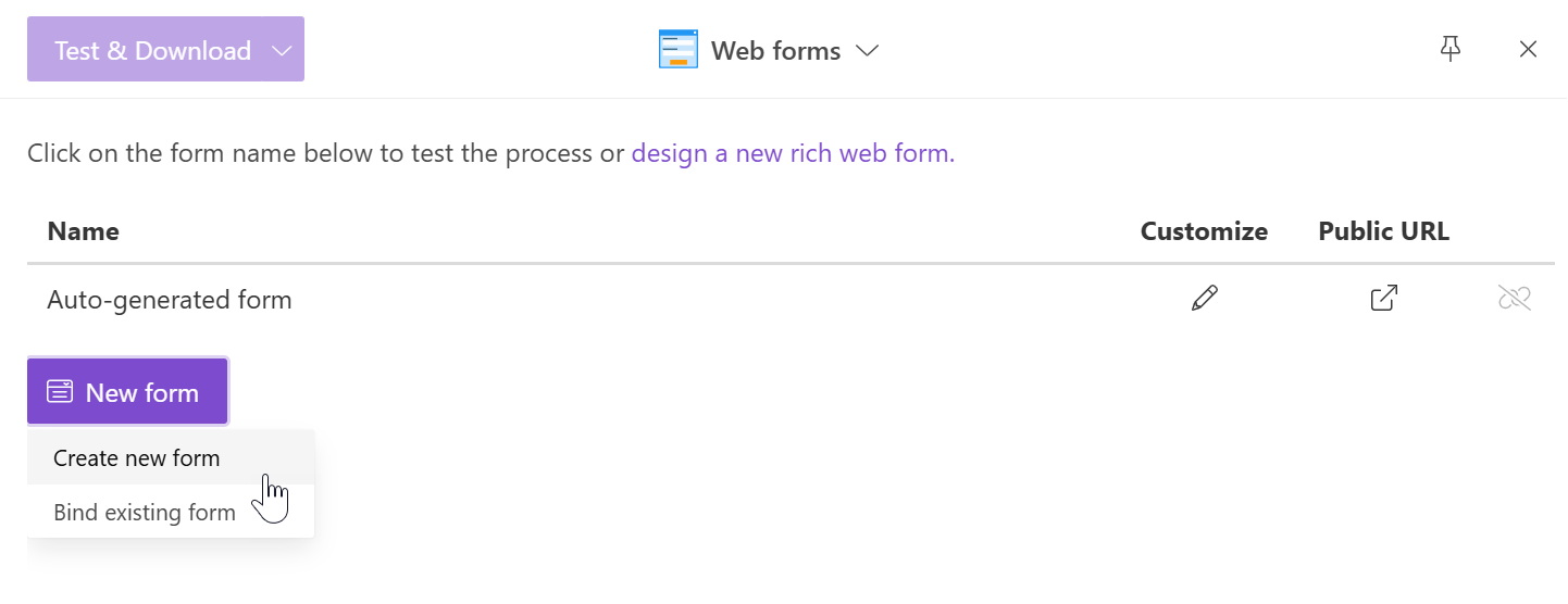 Bind new form