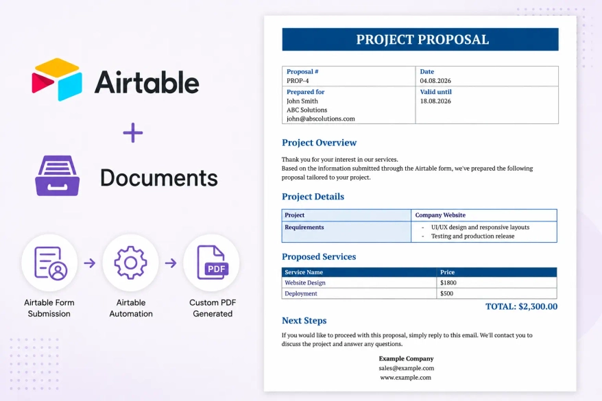 Airtable form to custom PDF