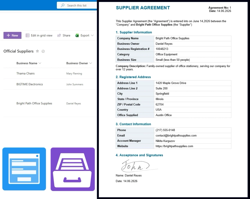 Supplier onboarding form for SharePoint: no login required