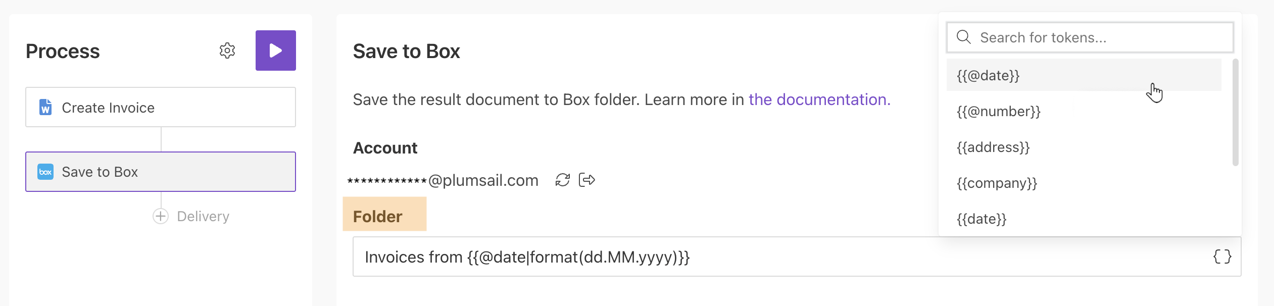 Box delivery settings