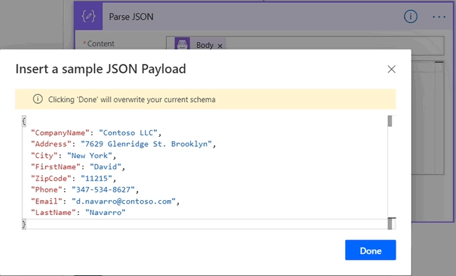 Create JSON schema
