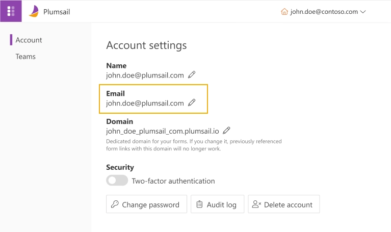 Change account email