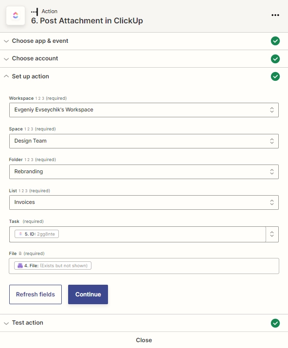 Post attachment setup