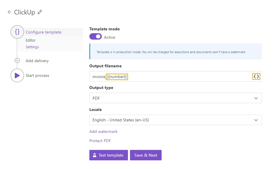 Configure the template