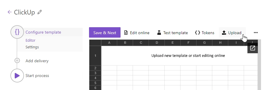 Upload template file