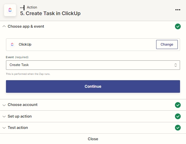Create task event