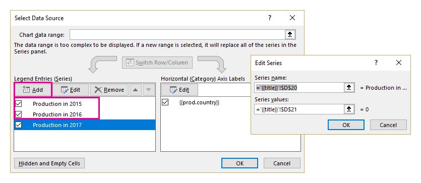 Adding clustered column series