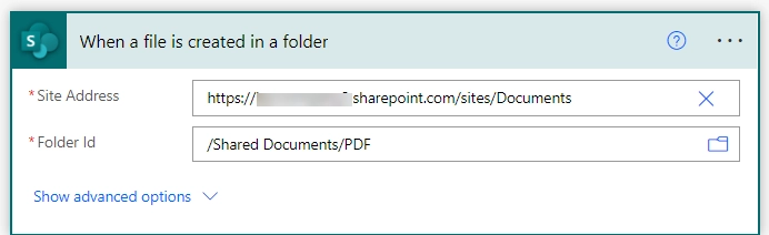 When a file is created in a folder trigger