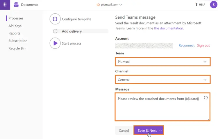 Configure delivery