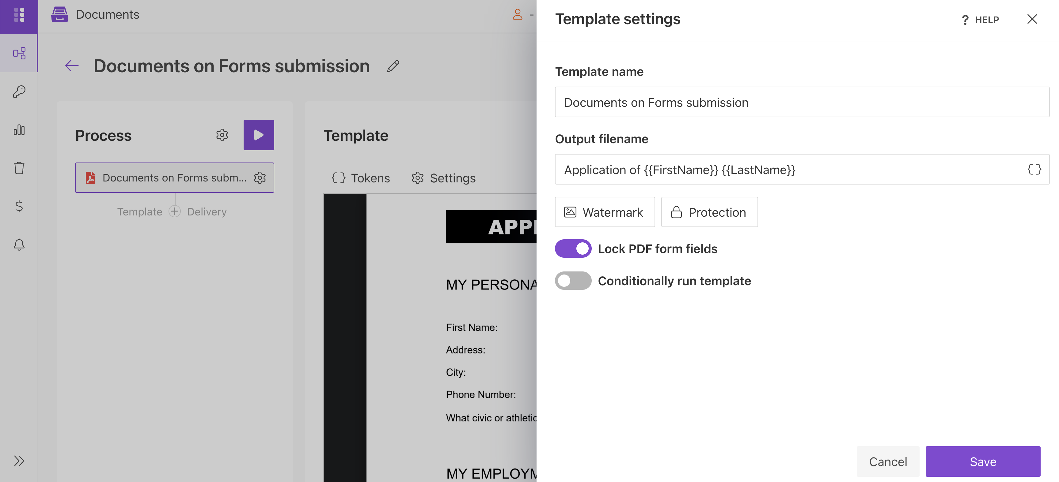 Configuring a fillable PDF template in Plumsail Documents