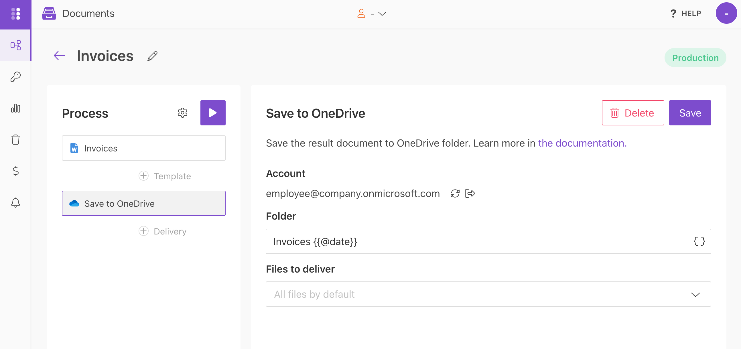Configure OneDrive delivery for generated PDF files