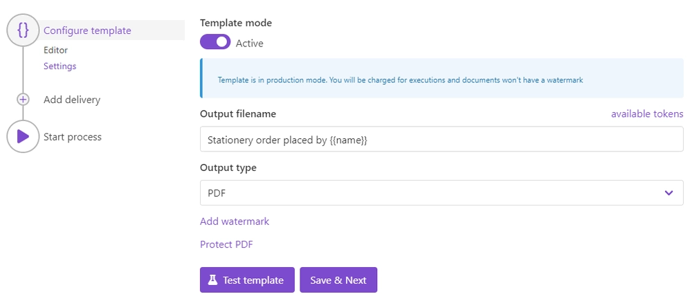 configure excel template