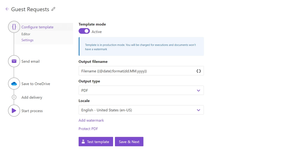 Configure template