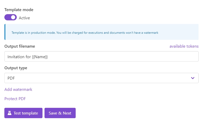 Configure template