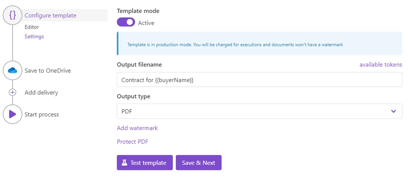 Configure template