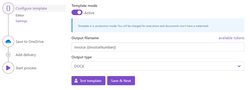 configure DOCX template