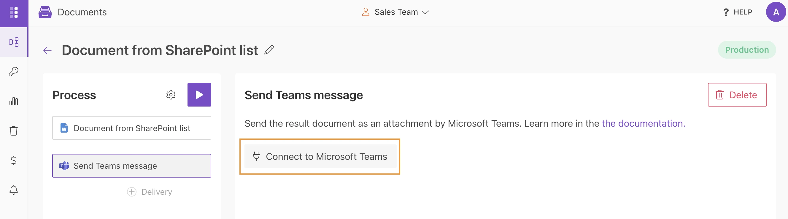 Connect Teams delivery for SharePoint list process
