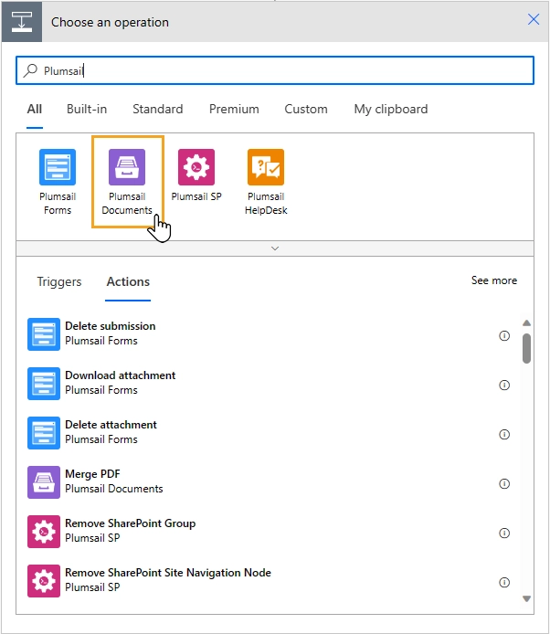 Connect Plumsail Documents