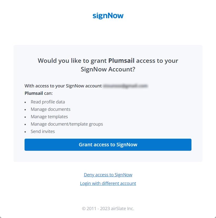connect to signNow account