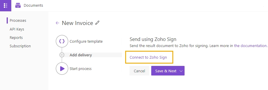 Connect to Zoho Sign