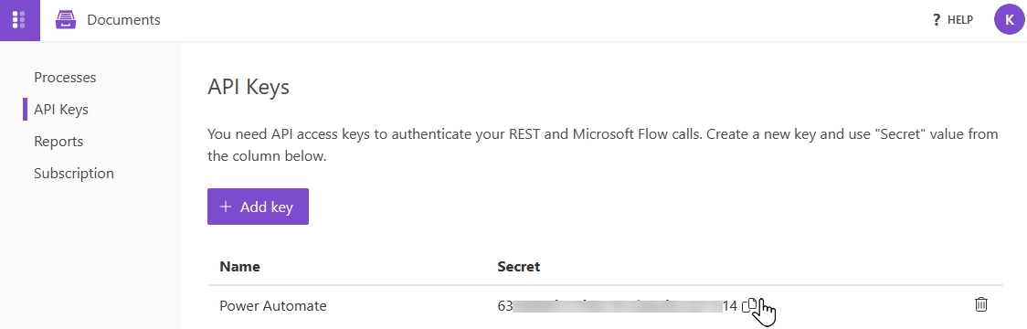 Copy API Key