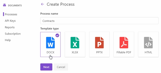 new process for contract from Google Sheets