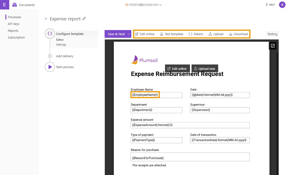 Create Plumsail Document template