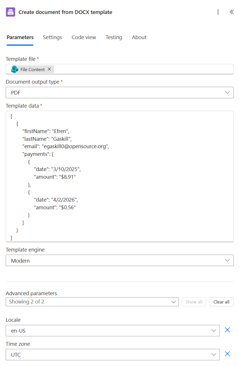 Create document from DOCX template example
