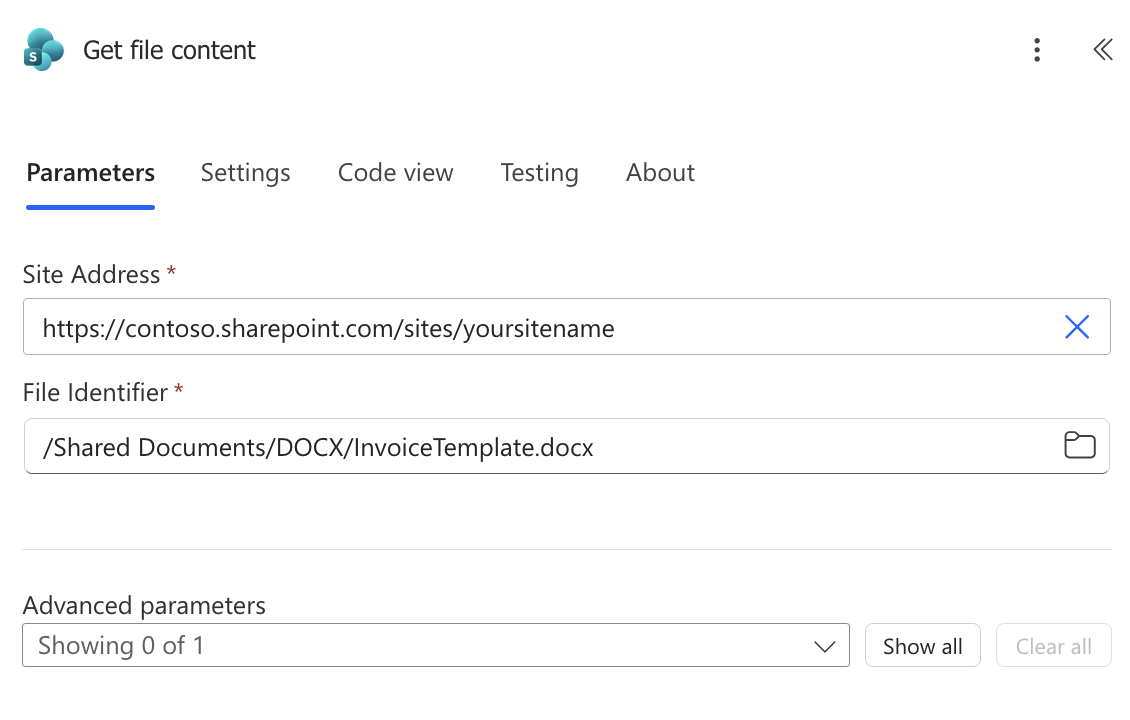Get file content in Power Automate action