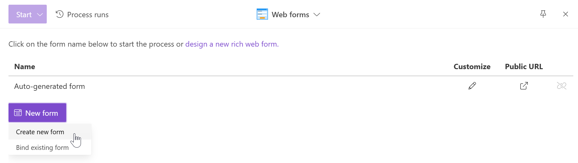 create new form