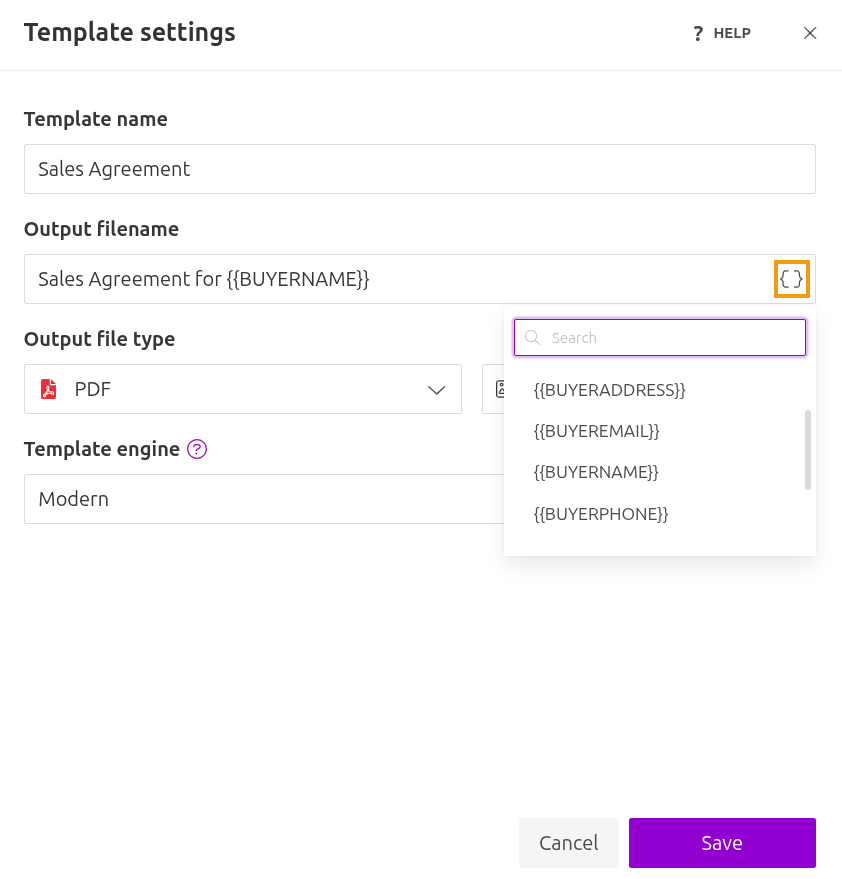 Configure template settings