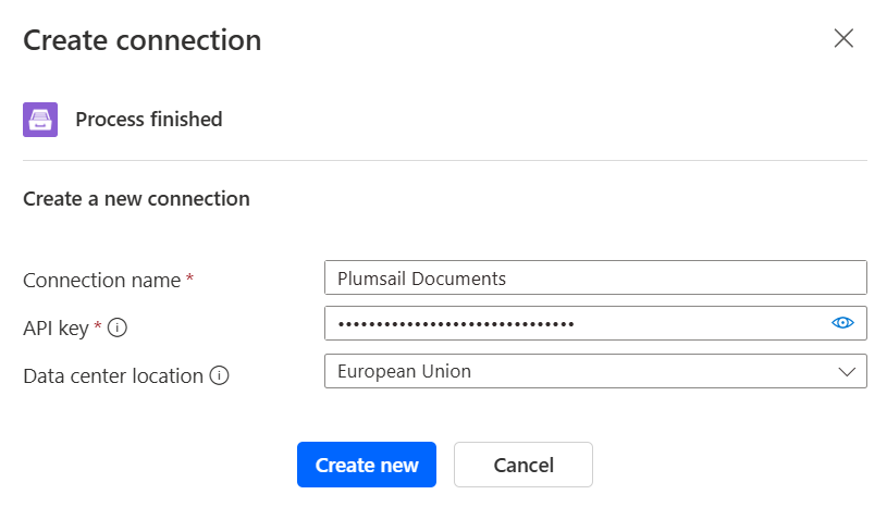 create connection for Plumsail Documents in Power Automate