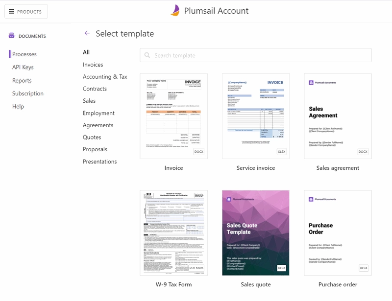Create process from template