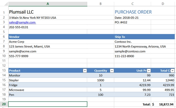 create excel templates