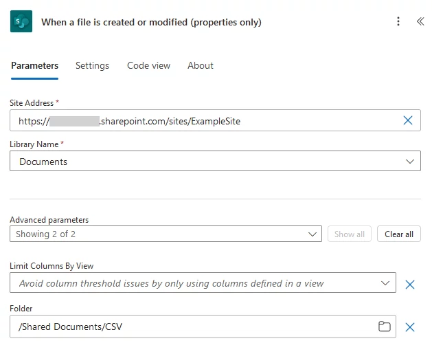 Csv to Excel flow