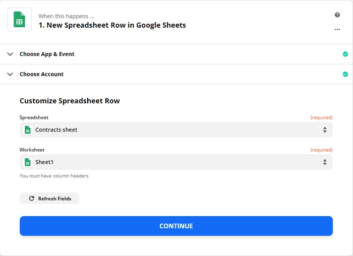 Customize Google Sheets row