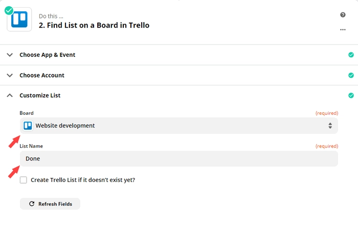 Customize Trello list