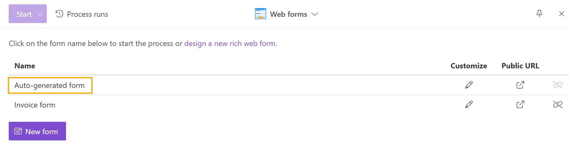 default bound form
