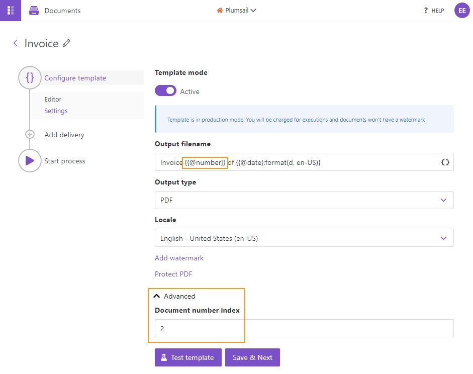 Advanced output settings