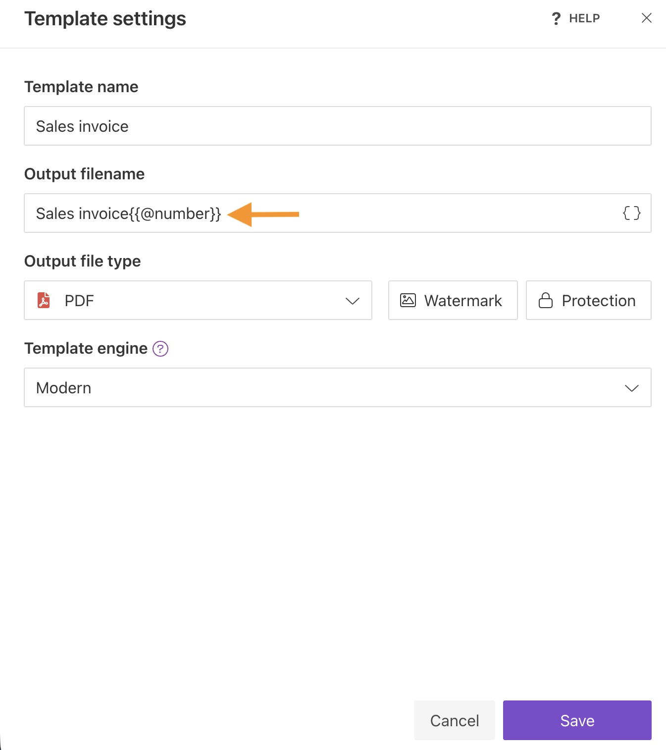 Output file name settings